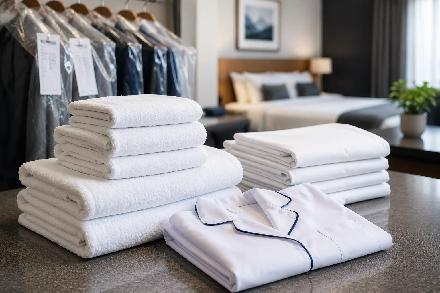 corporate laundry items dry cleaned and folded