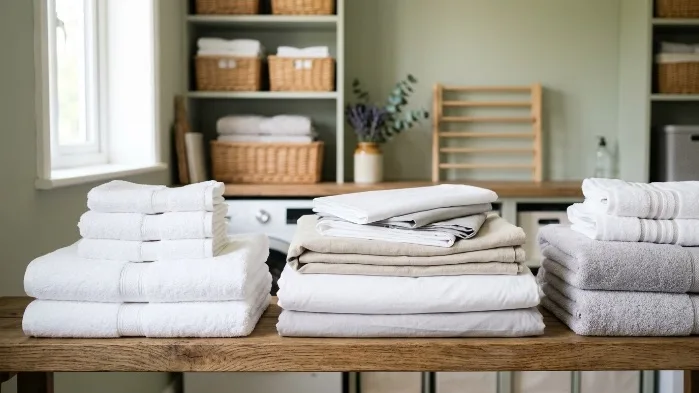 Household linen laundry cleaned and folded